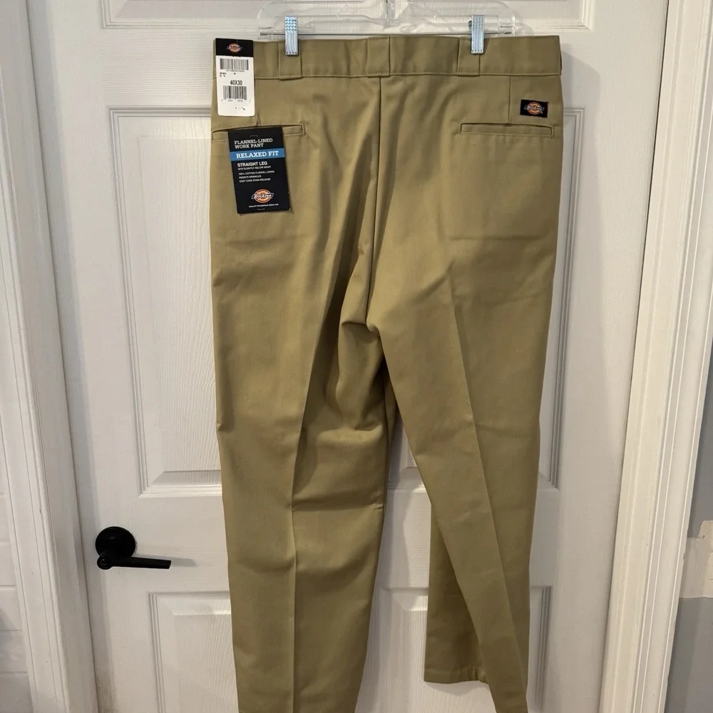 Dikies‎ Flannel Lined Work Pants Men's 40x30 Tan Relax Fit Straight Leg Khaki